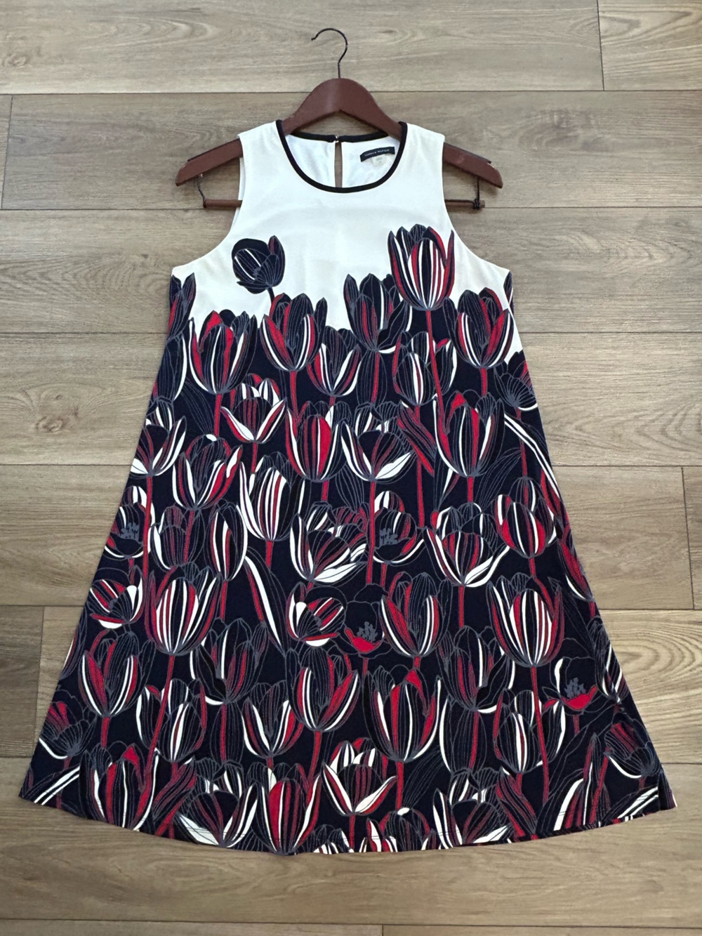 Tommy Hilfiger Navy Red Floral Sleeveless Shift Dress Size 10